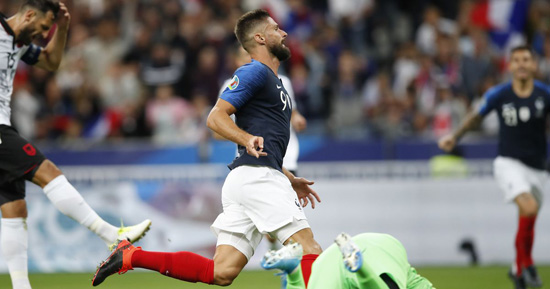欧预赛-科曼梅开二度吉鲁建功 法国4-1阿尔巴尼亚